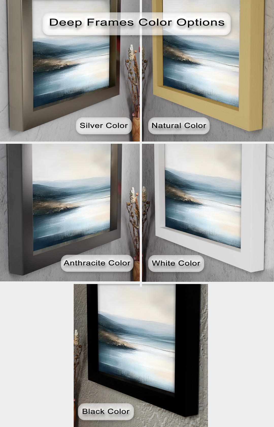 Nature Wall Art-Minimalist Lake Landscape Oil Painting