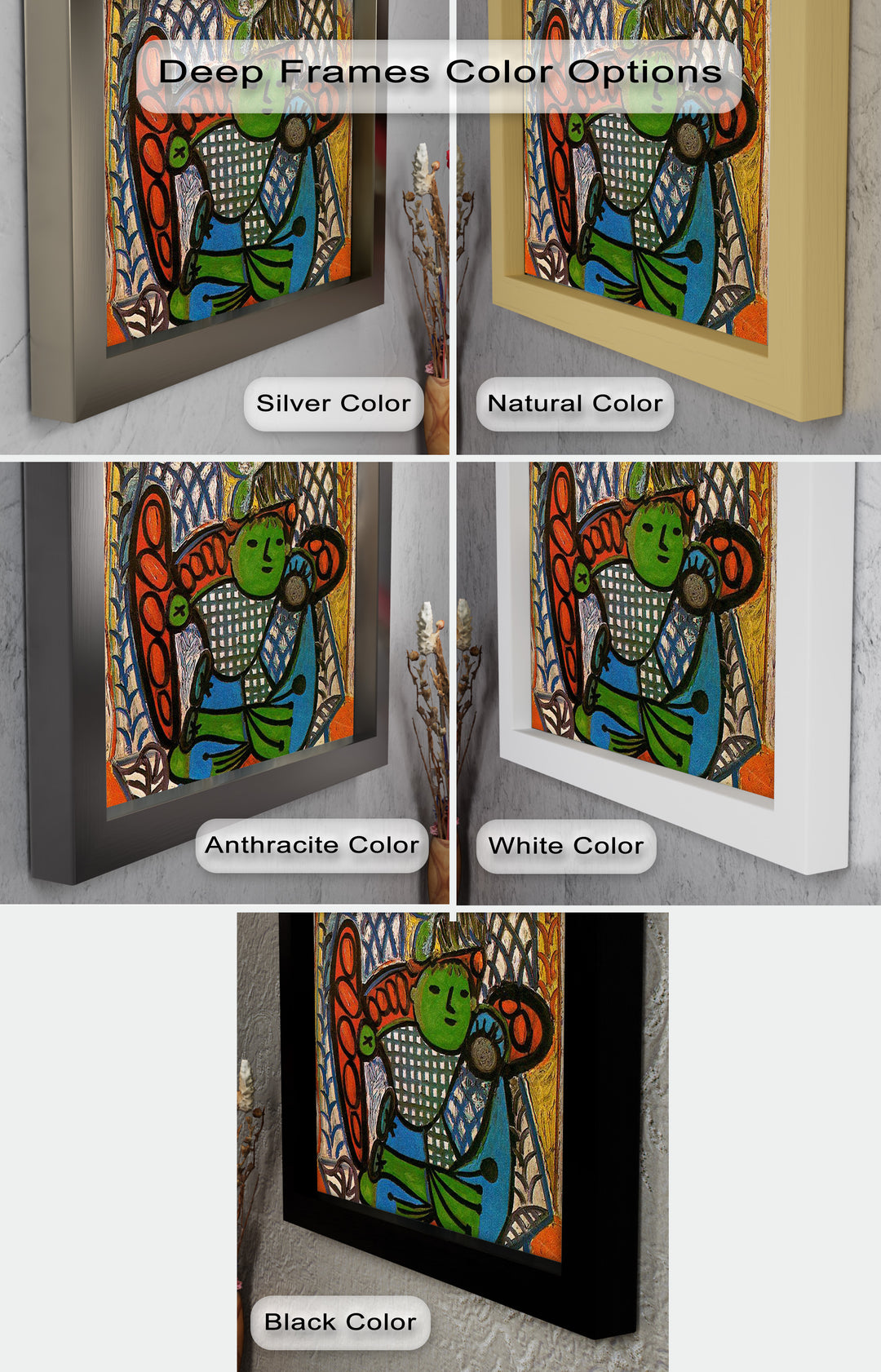 Green Embrace – Mother and Child Picasso Oil Painting