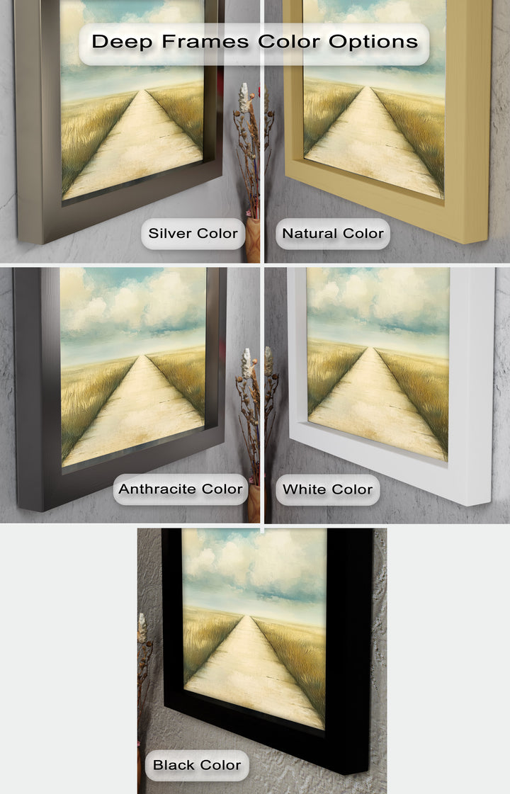 Minimal Nature Wall Art – Road Landscape Oil Painting