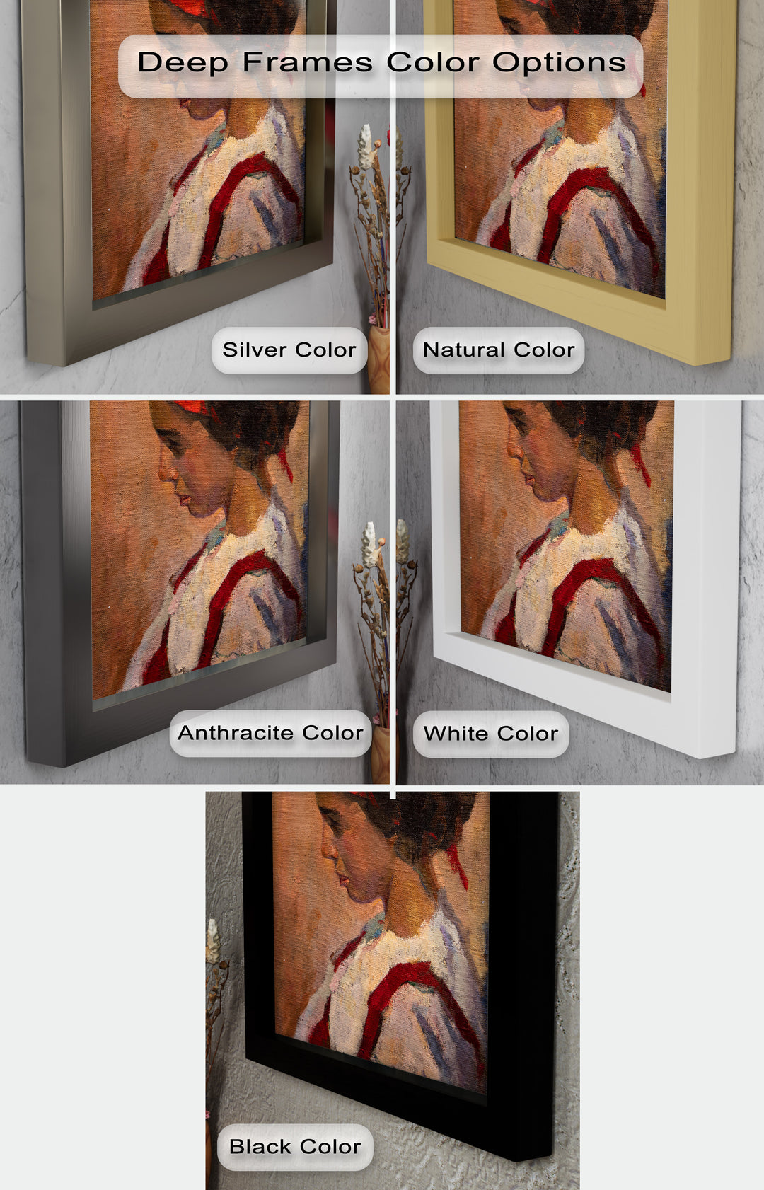 Crimson Reverie – Side Portrait of a Girl in Red Headband Oil Painting