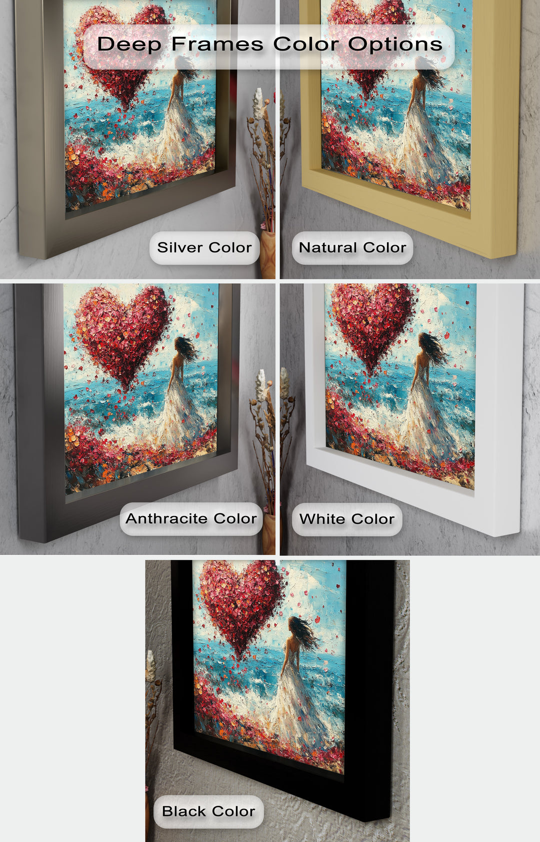 Petals of Love – Romantic Woman by the Sea Love Oil Painting