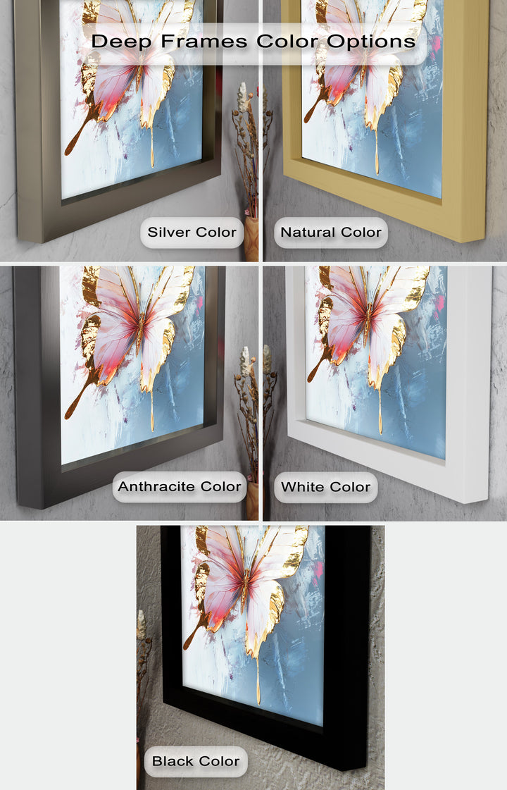 Gold und Blush Schmetterling in Bewegung - Tier Ölgemälde
