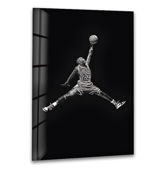 Air Jordan iconic dunk glass wall art for modern interiors
