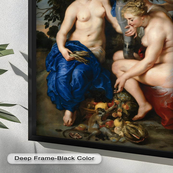 Bountiful Companions – Renaissance Oil Painting of Fruit and Femininity