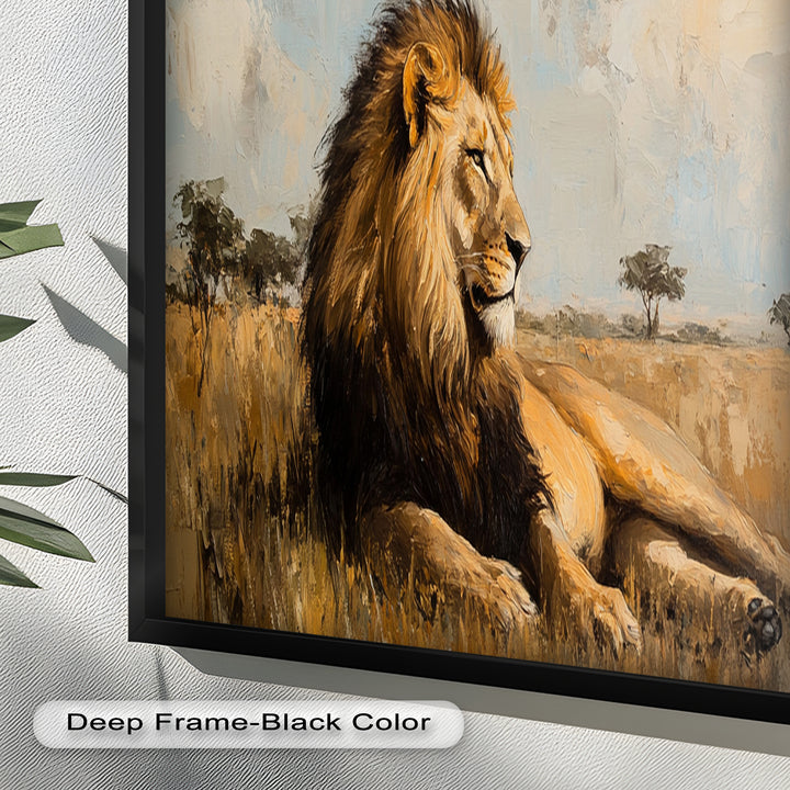 Regal Lion in Golden Plains – Wildlife Oil Painting