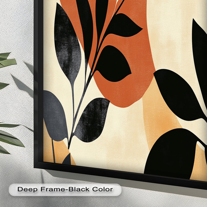 Earth-Tone Botanical Silhouette – Modern Boho Oil Painting