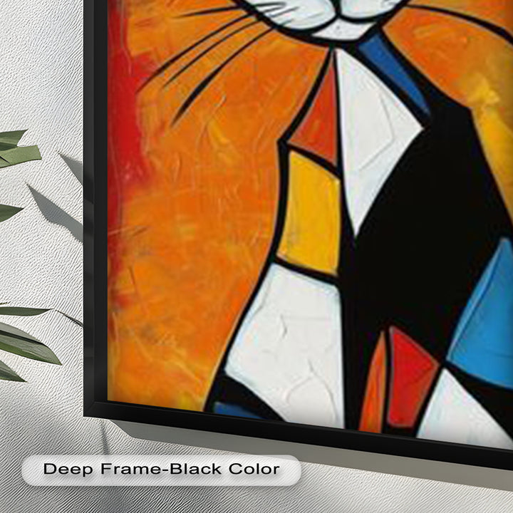 Geometric Feline – Abstract Cat Picasso Style Oil Painting