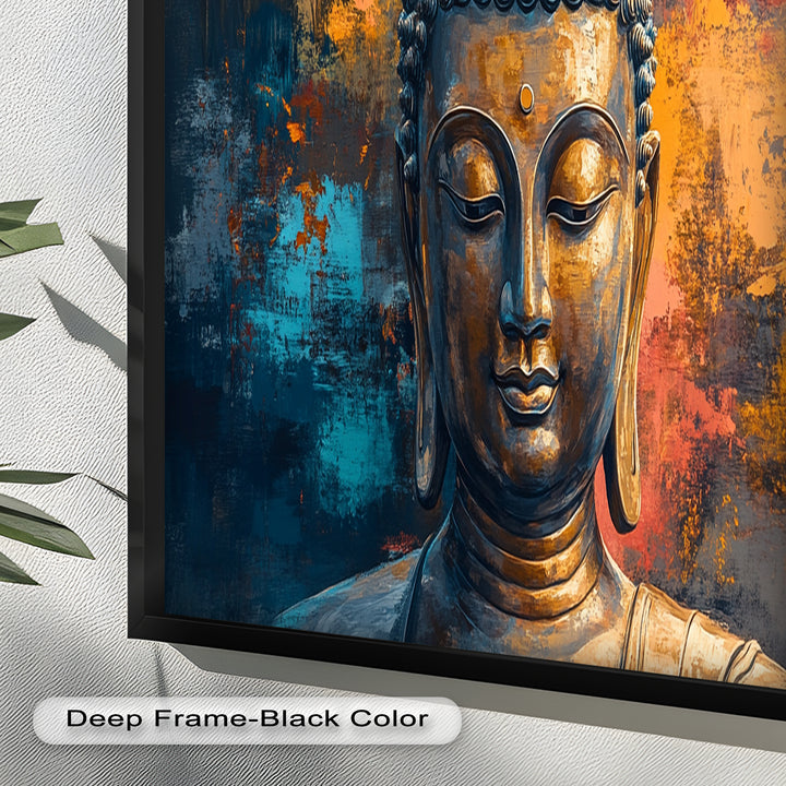 Golden Buddha Wall Art – Colorful Oil Painting