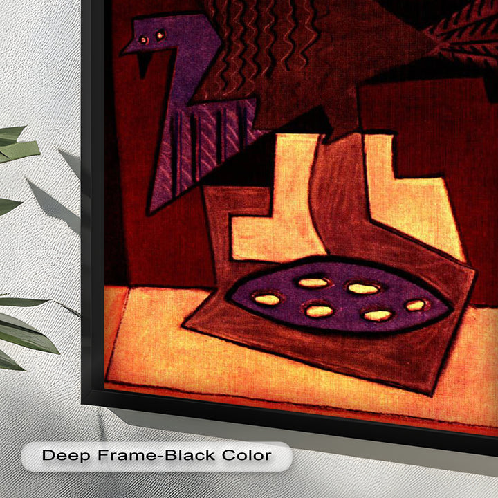 Abstract Bird & Bowl Wall Art – Cubist Oil Painting
