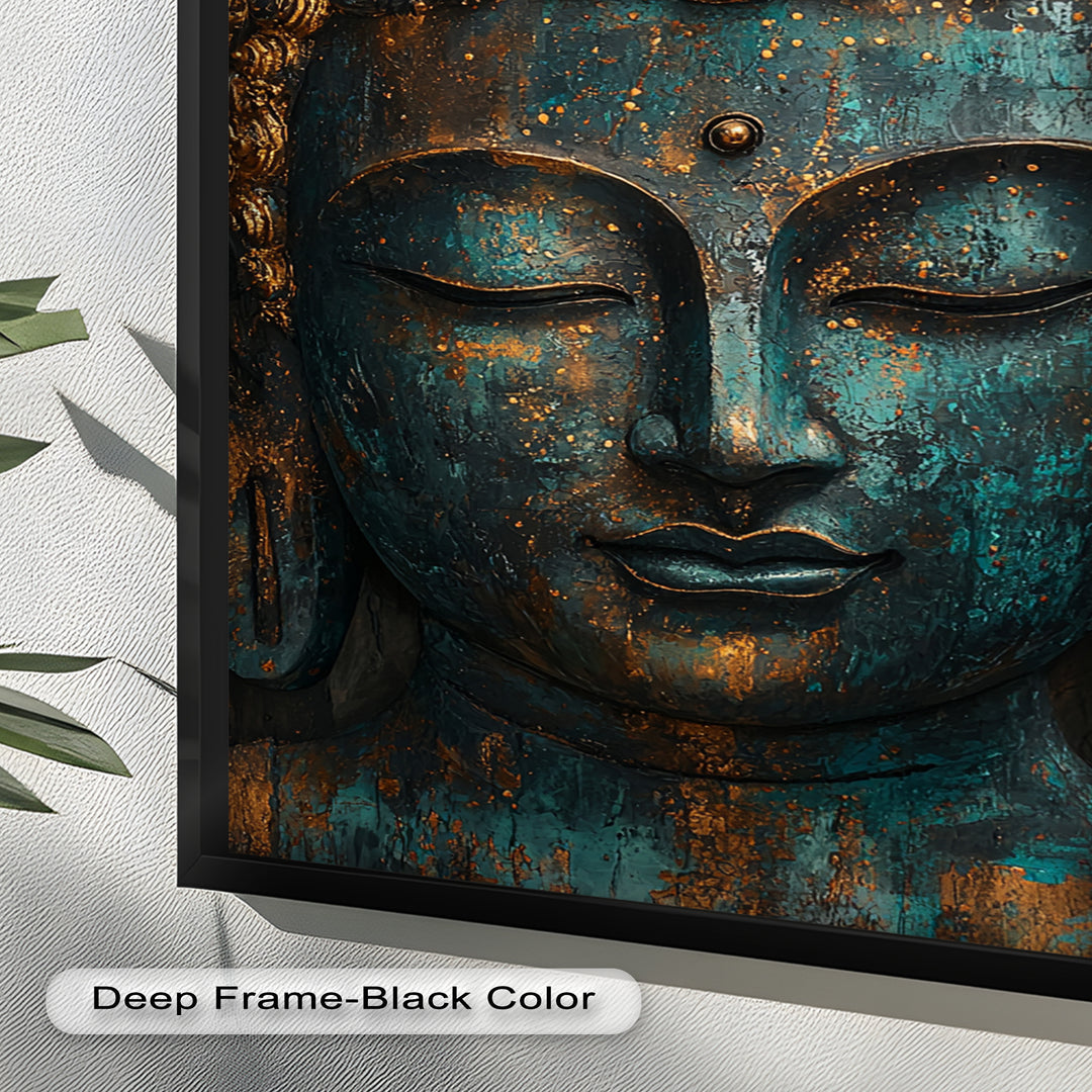 Turquoise Buddha Wall Art – Religious Oil Painting