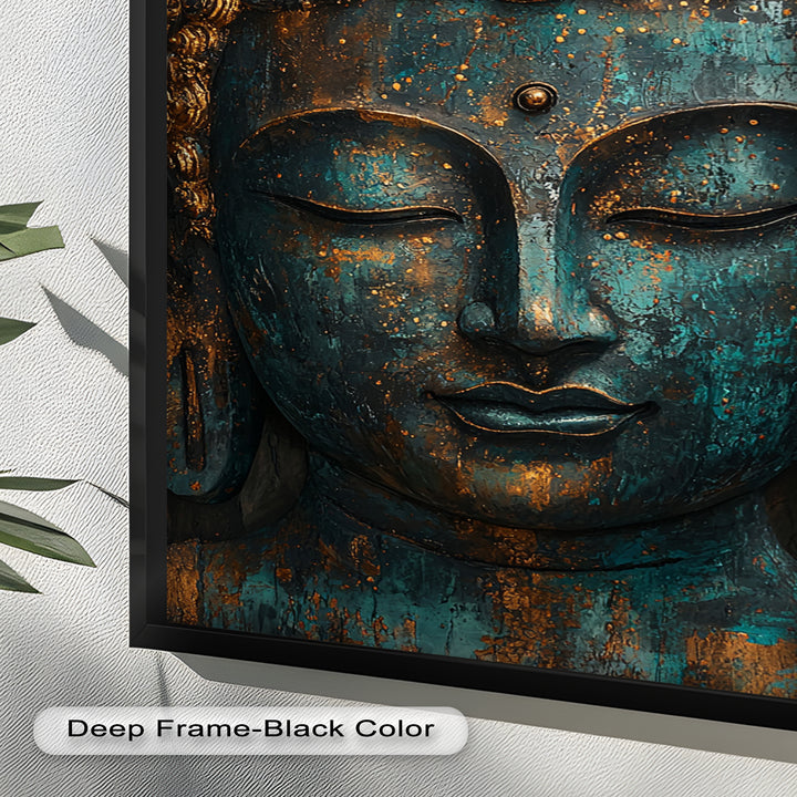 Turquoise Buddha Wall Art – Religious Oil Painting
