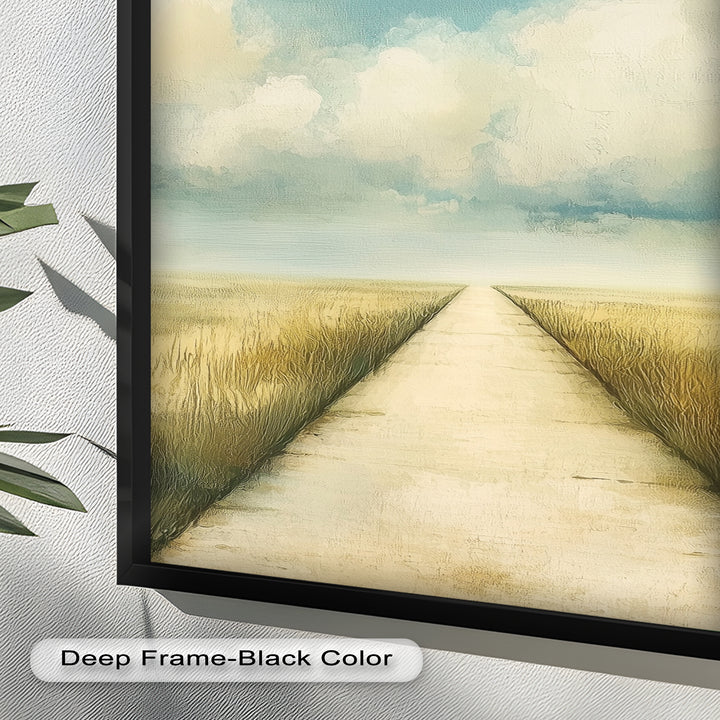 Minimal Nature Wall Art – Road Landscape Oil Painting