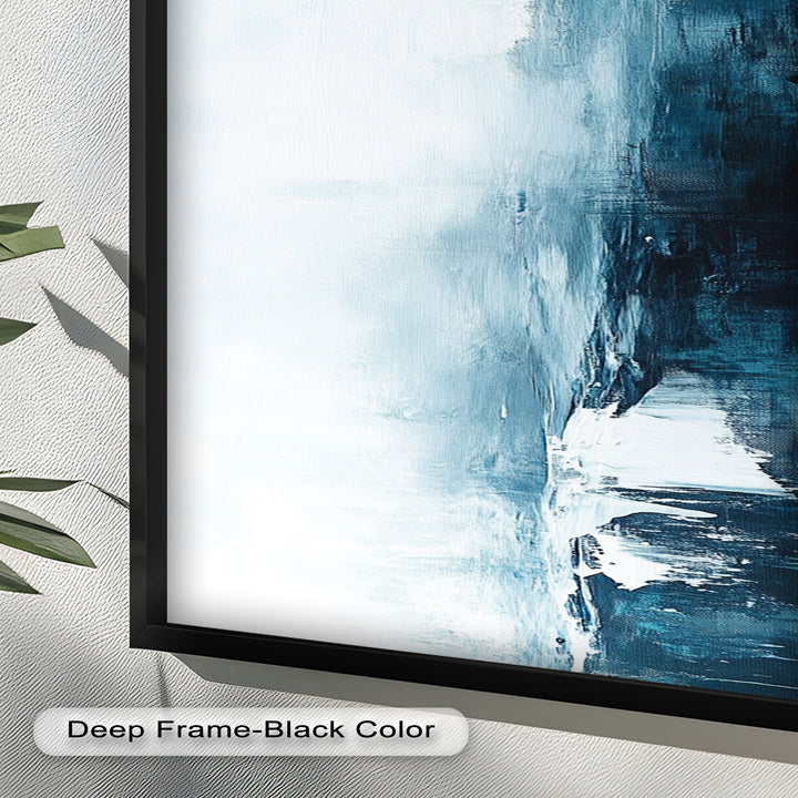 Midnight Fjord – Deep Blue Abstract Oil Painting