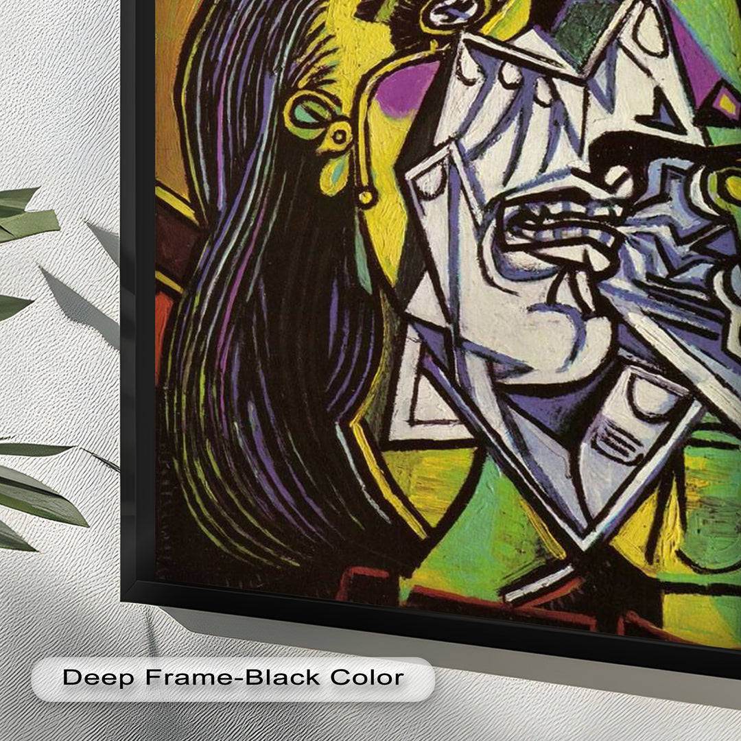 Woman Weeping in Red Hat – Emotional Cubist Expression Picasso Oil Painting