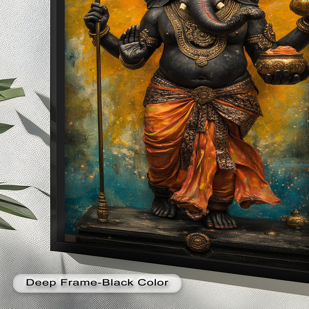 Stehende Ganesha-Wandkunst – Religiöses Ölgemälde
