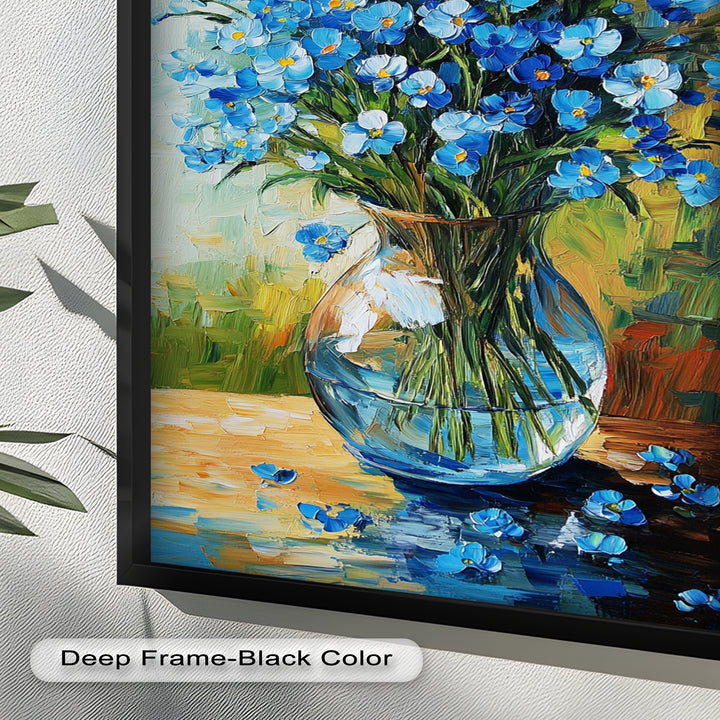 Blue Wildflower Bouquet Wall Art – Floral Oil Painting