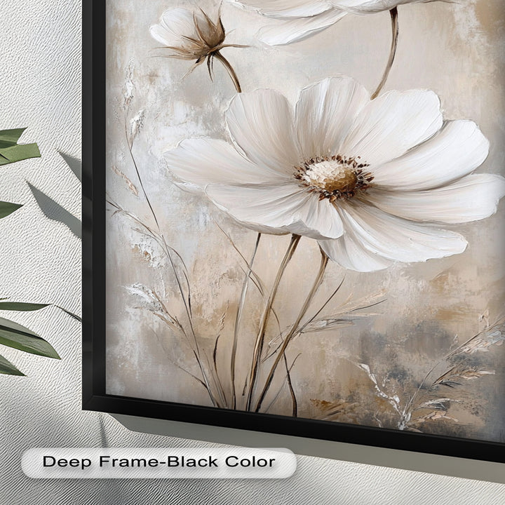 Soft Ivory Florals in Warm Neutrals - Flower Oil Painting
