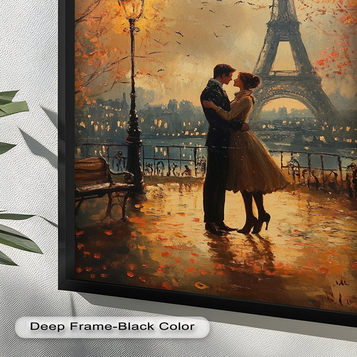 Paris Moonlight – Lovers Beneath the Eiffel Tower Love Oil Painting