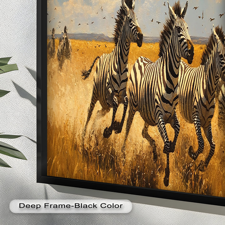 Thundering Zebra Herd – Wild Safari Oil Painting