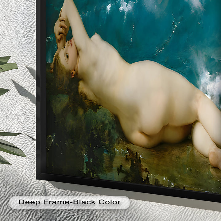 Sirensong Repose – Mythological Nude Beside the Sea Oil Painting