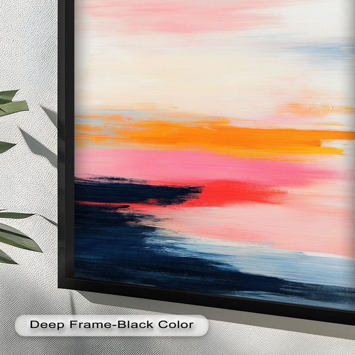 Blush Horizon – Abstraktes Ölgemälde mit Sonnenuntergangshimmel