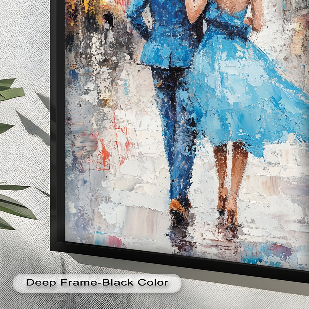Forever in the Rain – Romantic Couple Love Oil Painting