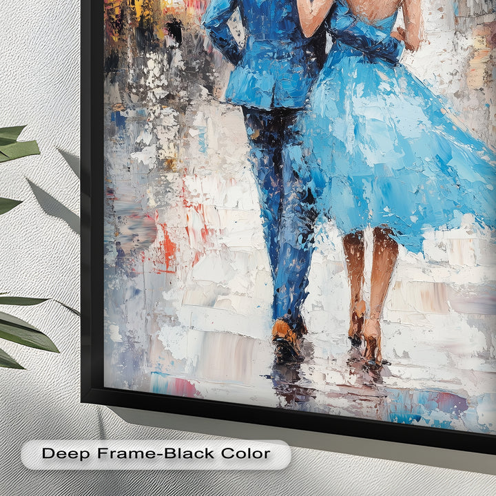 Forever in the Rain – Romantic Couple Love Oil Painting