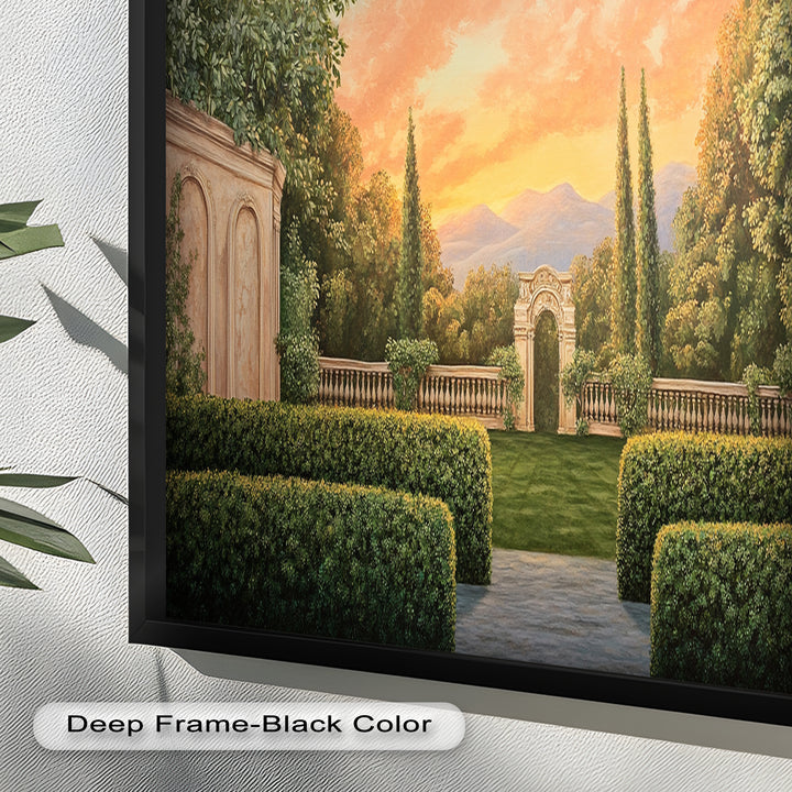 Sunset Garden Gateway – Classical Landscape Oil Painting