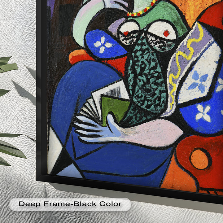 Abstract Woman Reading on Red Armchair - Picasso Oil Painting