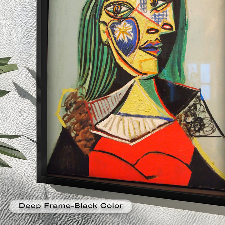 Solar Veil – Cubist Portrait of a Woman in Red Hat Oil Painting