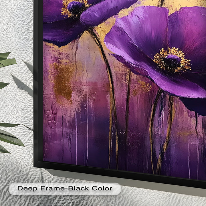 Purple Florals with Gold Accents - Flower Oil Painting