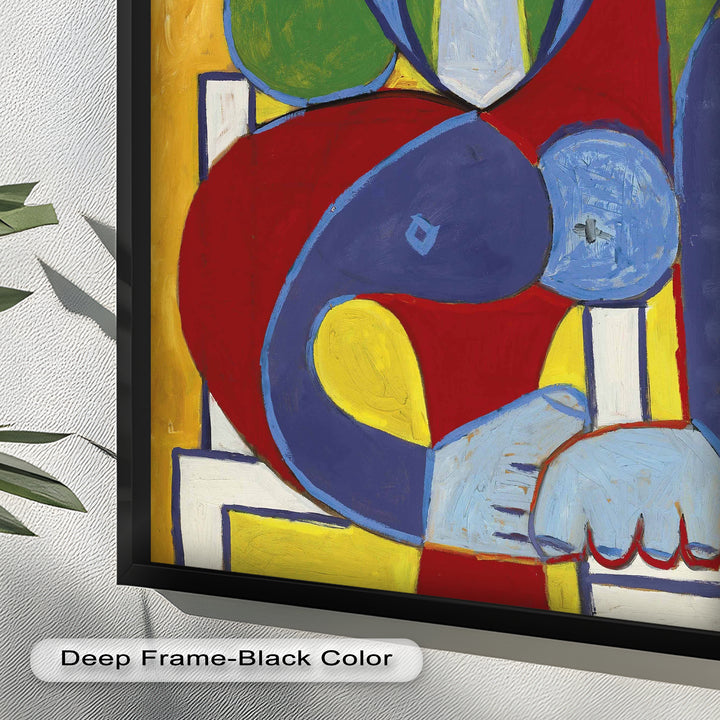 Seated in Silence – Colorful Cubist Portrait Oil Painting