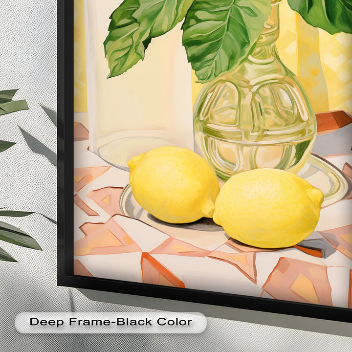 Lemon & Leaf Kitchen Art – Framed Oil Painting