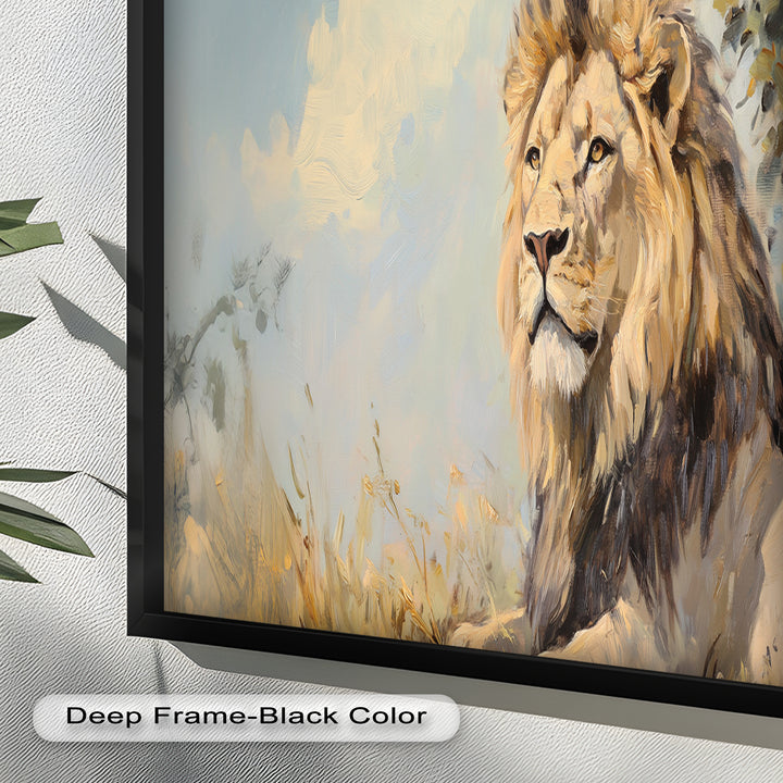 Lion Beneath African Sky - Animal Oil Painting