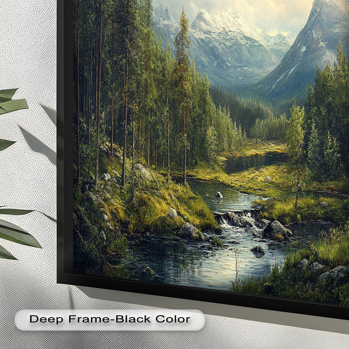 Wald Wand Kunst-Berg Fluss Landschaft Ölgemälde