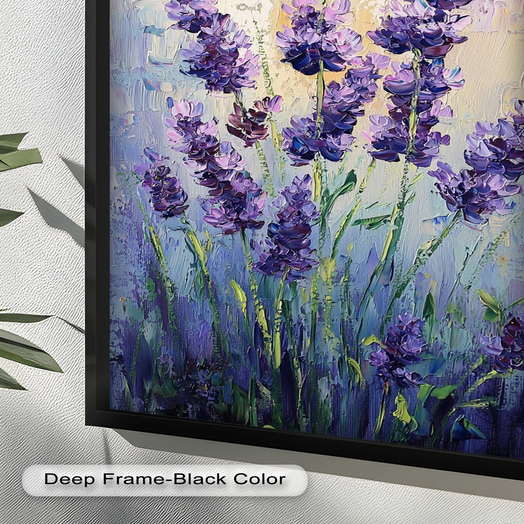 Lavender Blooms in Textured Harmony - Flower Oil Painting