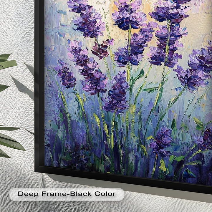 Lavender Blooms in Textured Harmony - Flower Oil Painting