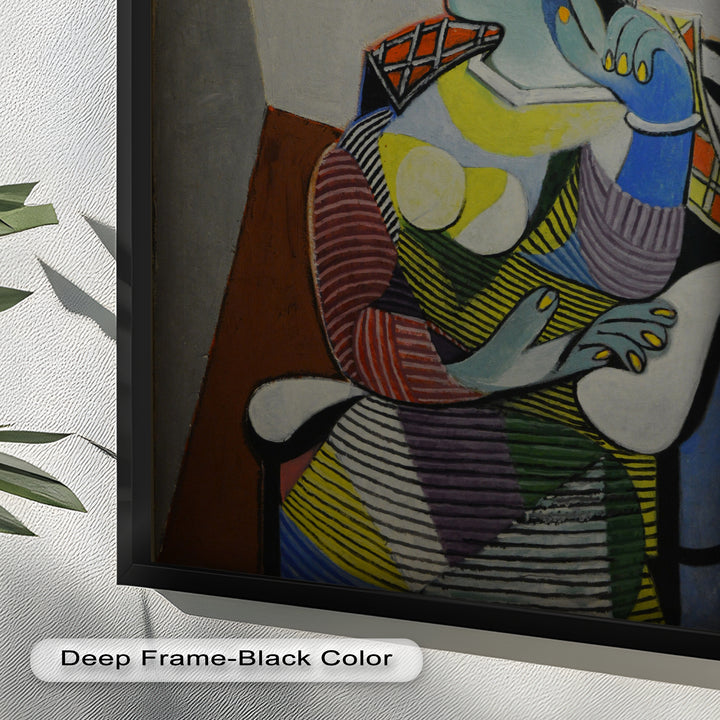 Striped Thoughts – Colorful Woman in Hat Picasso Oil Painting