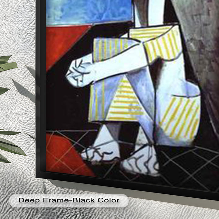 Seated in Reflection – Picasso Style Abstract Oil Painting