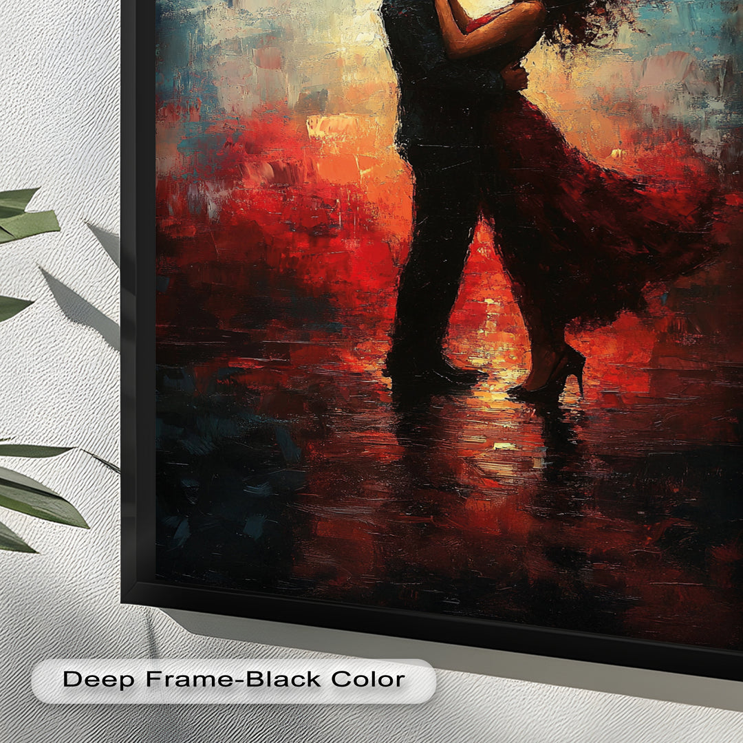 Eternal Flame – Embracing Couple at Sunset Love Oil Painting