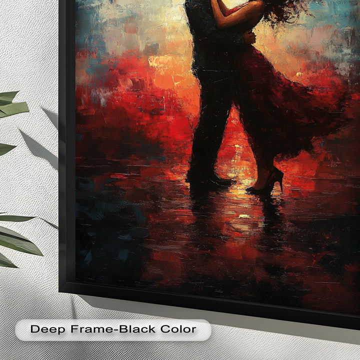 Eternal Flame – Embracing Couple at Sunset Love Oil Painting