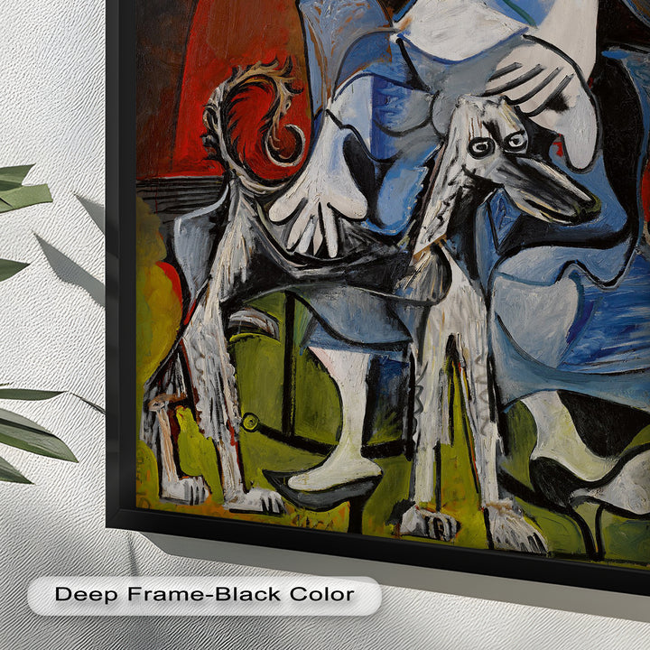 Guardian in Abstraction – Woman with Dog Cubist Oil Painting