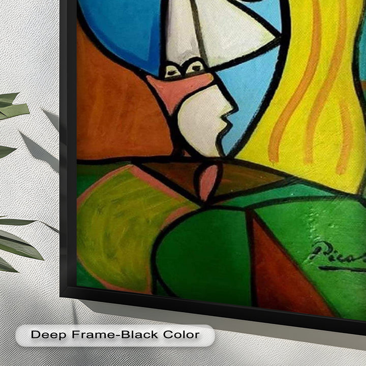Golden Gaze – Cubist Woman in Hat Picasso Oil Painting