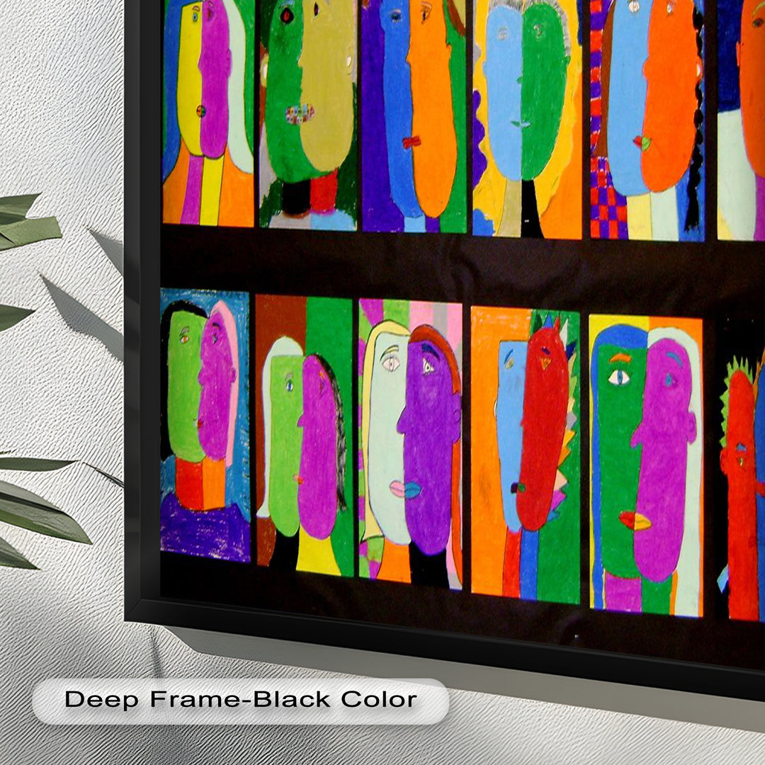 Pop Cubist Faces Wall Art – Abstract Oil Painting