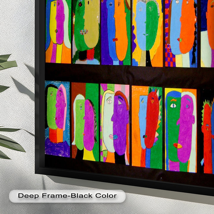 Pop Cubist Faces Wall Art – Abstract Oil Painting