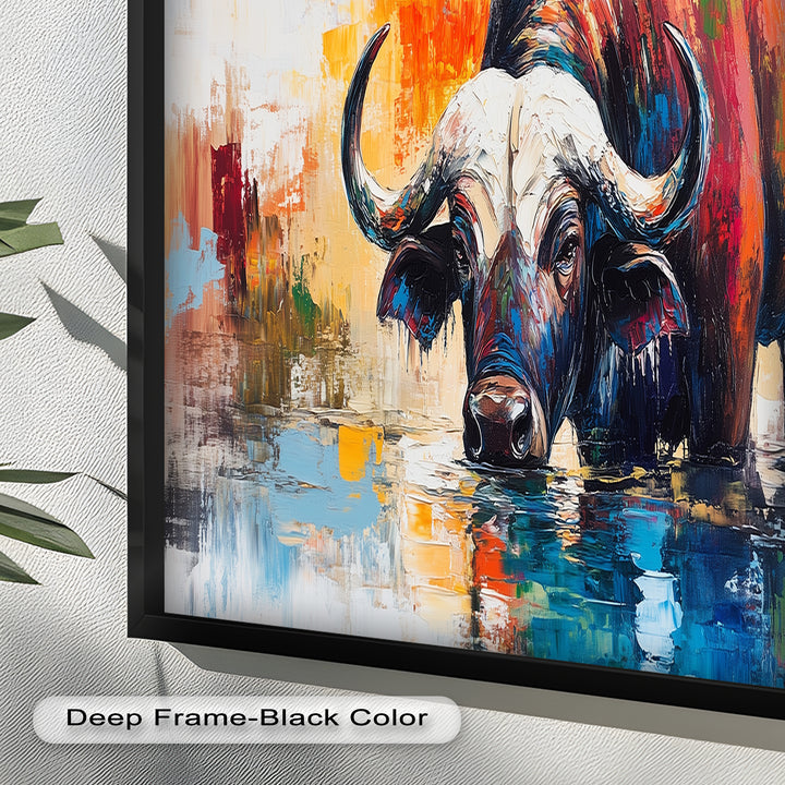 Water Buffalo at River’s Edge – Oil Painting