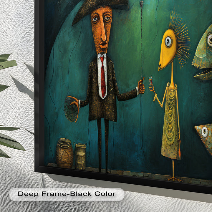 Underwater Toast – Whimsical Surrealist Picasso Oil Painting