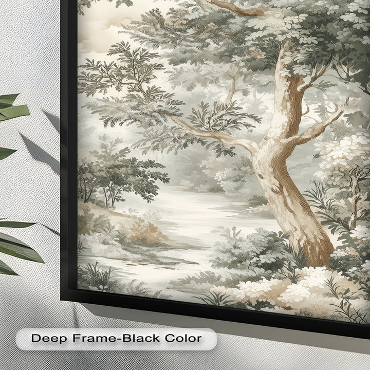 Nature Wall Art - Sepia Forest Landscape Oil Painting