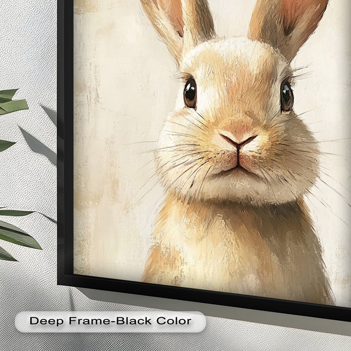 Soft-Gazed Bunny in Cream Hues - Animal Oil Painting