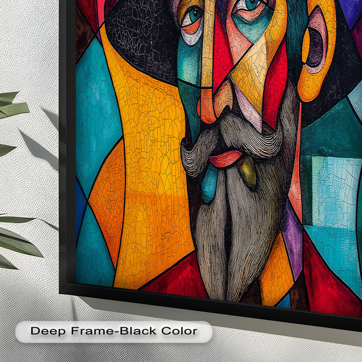 The Thinker’s Mosaic – Abstract Male Portrait Oil Painting